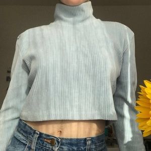 Baby blue crop top turtle neck